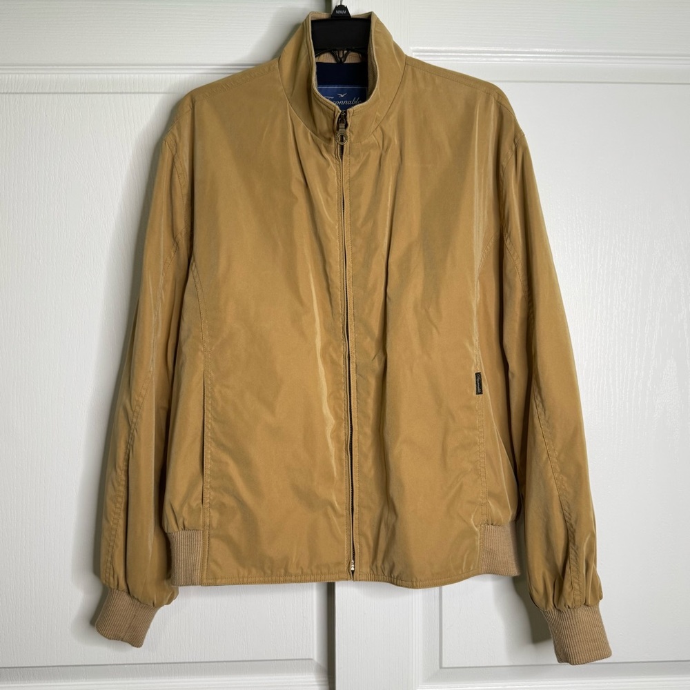 Facconable Men’s Water Resistant Bomber Jacket Tan Color Cotton Wool Blend Small - Picture 3 of 16